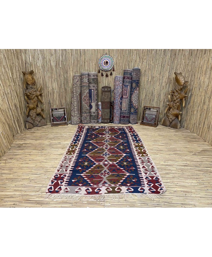 Handmade Turkish Kayseri Nomadic Original  Wool on Wool Kilim – FREE SHIPPING..!